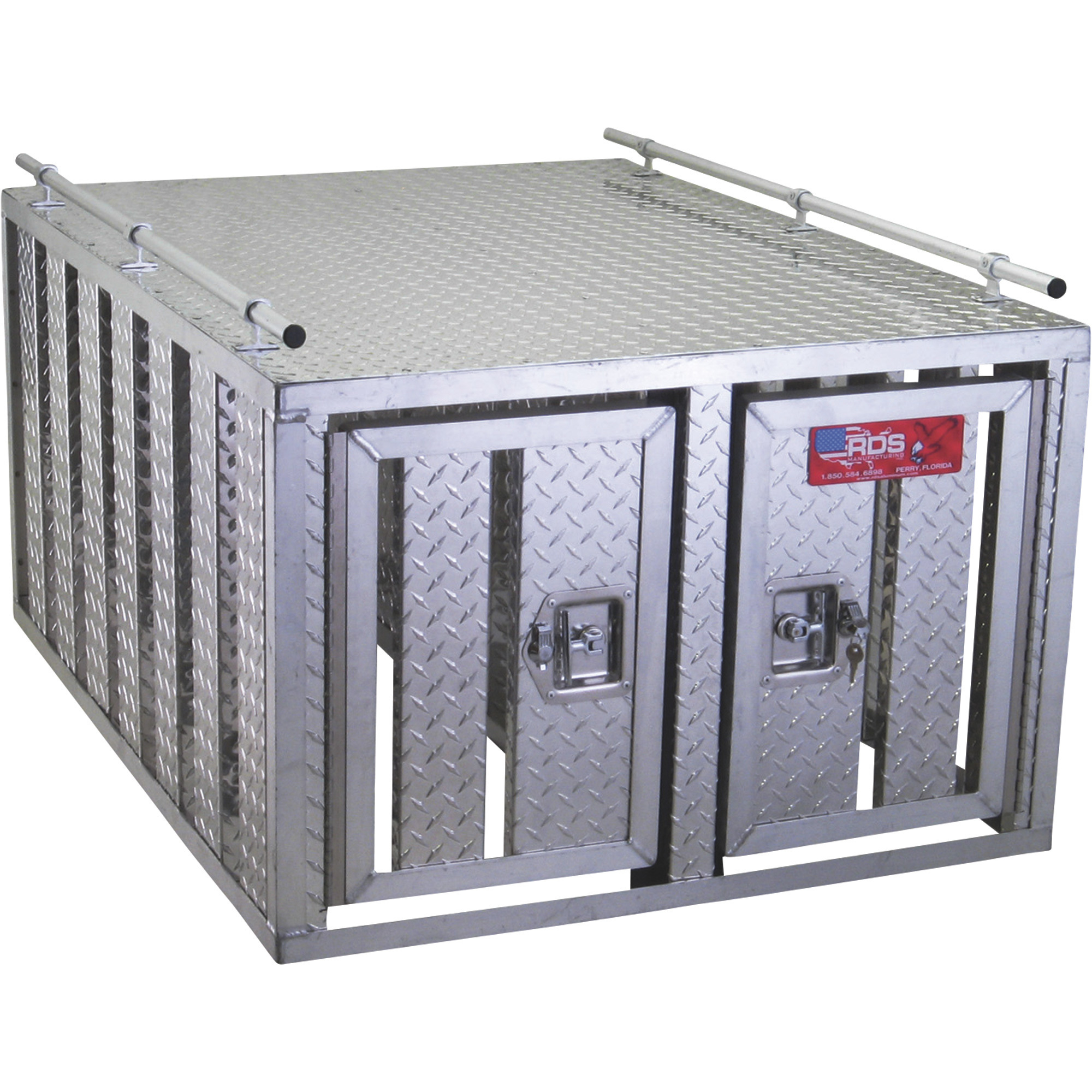 RDS Southern-Style 2-Door Diamond Plate Dog Box without Floor, Model# 70979